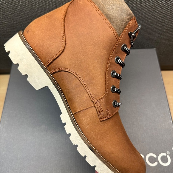 NIB! ECCO Men's Jamestown High-Cut Cognac Cocoa Brown Boot Size EU43/US9-9.5 - Picture 3 of 15